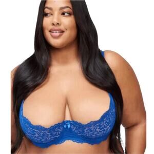 NWT! Frederick's of Hollywood Sandie Blue Lace Demi Bra 36F